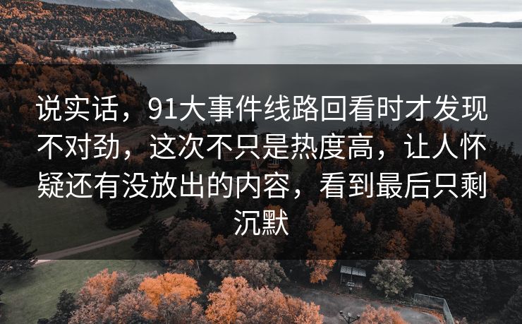 说实话，91大事件线路回看时才发现不对劲，这次不只是热度高，让人怀疑还有没放出的内容，看到最后只剩沉默