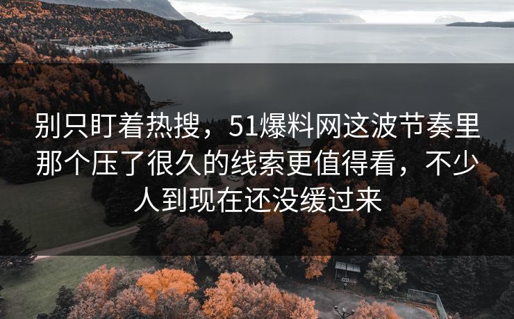 别只盯着热搜,51爆料网这波节奏里那个压了很久的线索更值得看,不少人到现在还没缓过来 别只盯着热搜,51爆料网这波节奏里那个压了很久的线索更值得看,不少人到现在还没缓过来