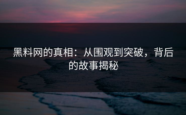 黑料网的真相:从围观到突破,背后的故事揭秘 黑料网的真相:从围观到突破,背后的故事揭秘